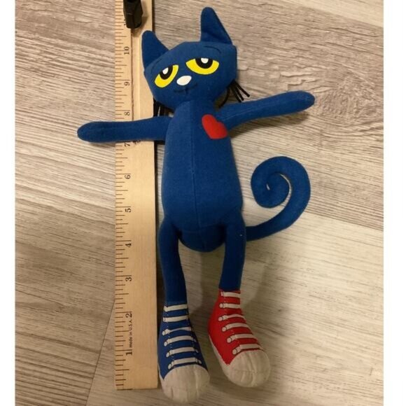 Pete The Cat Blue Shoe Red Shoe Heart Plush Stuffed Animal Cat Doll Toy - Picture 3 of 3